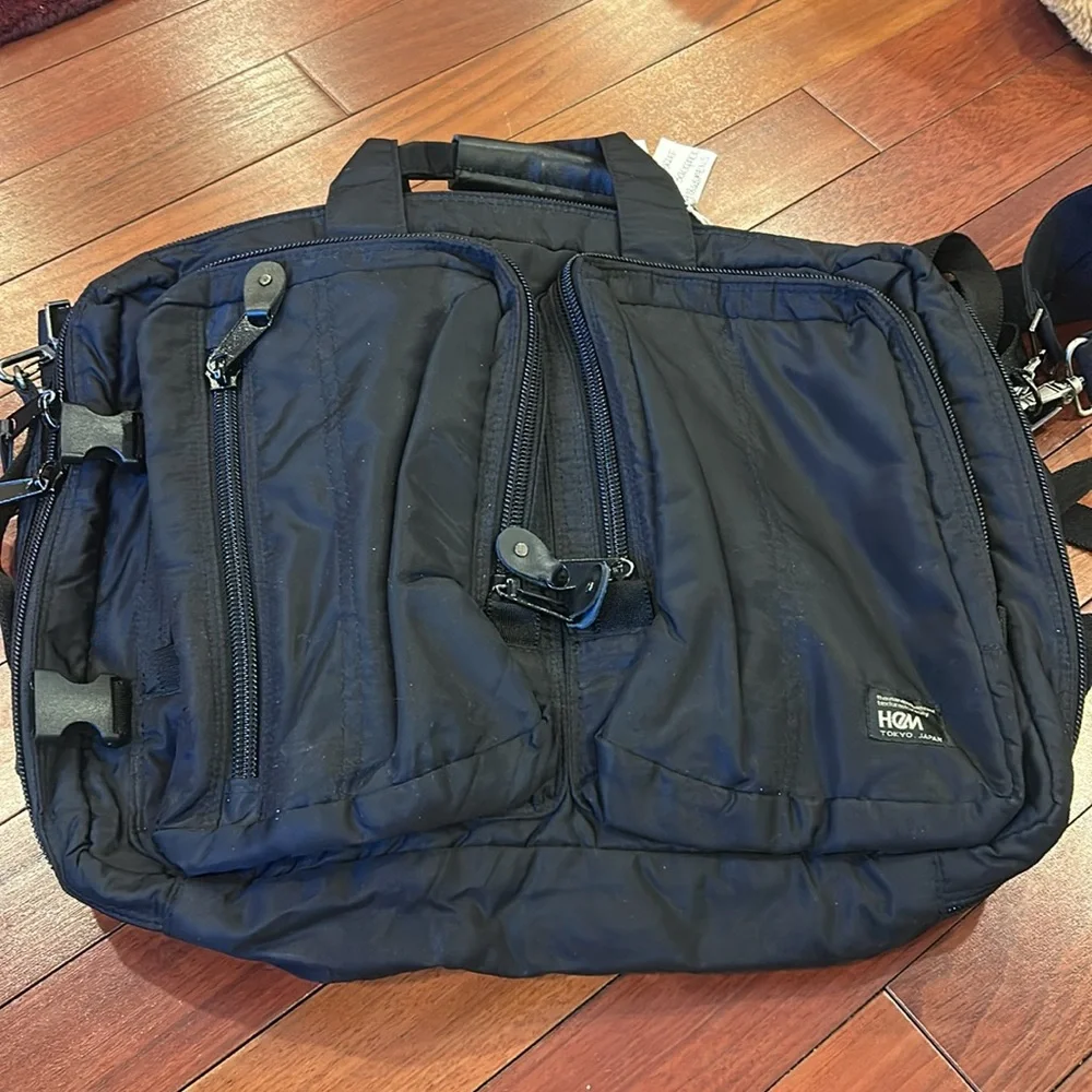 Hem Tokyo Black Nylon Men's canvas, briefcase, and backpack in one